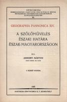 Andorfi Márton:  A szőlőművelés északi határa Észak-Magyarországon. Szombathely, 1935. Szerző - Martineum Könyvnyomda Rt. 46 + [2] p. + 1 térkép (kihajtható). Egyetlen kiadás. A pécsi Erzsébet Tudományegyetem Bölcsészettudományi Karának doktori disszertációi között megjelenő szőlészeti témájú geográfiai dolgozat a történelmi Magyarország határain belül állapítja meg a szőlőművelés legészakabbi határait. (Geographica Pannonica. XIV. szám.) BOEH VI, 5681. Fűzve, feliratozott kiadói borítóban. Jó példány.