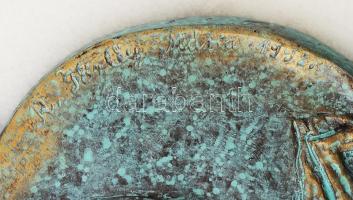 Törley Mária (1950-): Almába zárt szerelem. 1992. Jelzett, hátoldalon dedikációval, bronz, márványla...