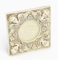 Puttó díszítményekkel képtartó, bakelit, 13x13 cm