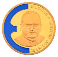 1998. "Belgium - Jean-Luc Dehaene" aranyozott Cu-Ni, részben kézzel festett emlékérem"Die ersten Farb-Europa-Prägungen" sorozatból, kapszulában (40mm) T:PP 1998. "Belgium - Jean-Luc Dehaene" gold plated Cu-Ni, partially hand painted commemorative medallion from "Die ersten Farb-Europa-Prägungen" series, in capsule (40mm) C:PP