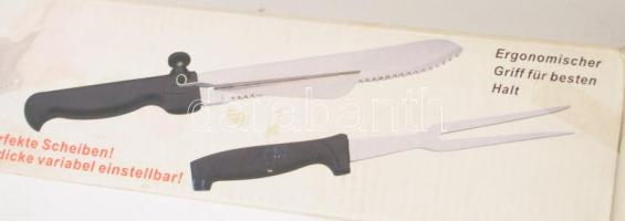 Többfunkciós konyhai szeletelő kés + húsvilla szett, használatlan állapotban, dobozában