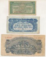 Csehszlovákia 1944. 5K + 20K + 1950. 10K T:F-VG
Czechoslovakia 1944. 5 Korun + 20 Korun + 1950. 10 ...