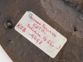 Kótai József (1940-): Hajó. Jelzett, réz, zománcozott díszítéssel, 16x16 cm