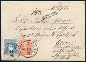 1859 5kr + 15kr ajánlott levélen teljes tartalommal "KIS-KÖRÖS"