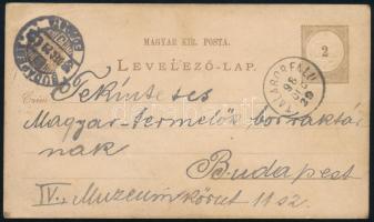 1898 2kr díjjegyes levelezőlap "TALABORFALU" - "BUDAPEST" (Gudlin 100p)