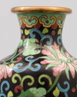 Antik kínai zománcozott réz kisváza, m: 10 cm