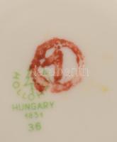 Hollóházi 6 darab csésze, csészealjjal, jelzett, dobozában