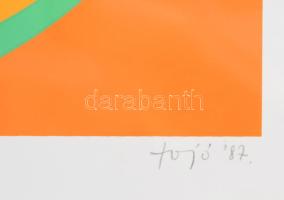 Fajó János (1937-2018): Forgó III., 1987. Szitanyomat, papír, jelzett. Számozott: 40/130. 31,5x31,5 ...