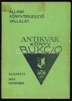 1973 ÁKV antikvár könyv aukció - Antikvár könyvek katalógusa VII. Bp., 1973, Állami Könyvterjesztő Vállalat, VIII+315 p. Kézzel beírt leütési árakkal. Kiadói papírkötés, kissé sérült borítóval. Megjelent 2400 példányban.