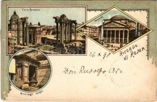 1898 (Vorläufer) Roma, Foro Romano, Arco degli Orefici, Panteon. Art Nouveau litho (r)