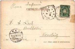 1898 (Vorläufer) Roma, Foro Romano, Arco degli Orefici, Panteon. Art Nouveau litho (r)