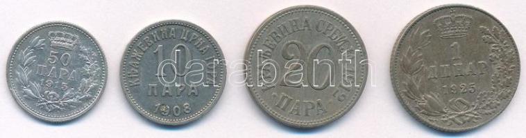 Szerbia 1912. 20p Cu-Ni + 1915. 50p Ag "I. Péter" + 1925. 1D Cu-Ni "I. Sándor" +...