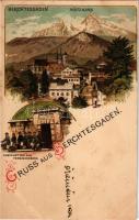 Berchtesgaden, Watzmann, Ausfahrt aus dem Ferdinandberg / mine, industrial railway, miners. Art Nouveau, litho (fl)