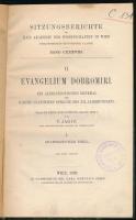 Jagić, [Vatroslav]: Evangelium Dobromiri. Ein altmacedonisches Denkmal der kirchenslavischen Sprache des XII. Jahrhunderts. Grammatisch und kritisch Beleuchtet von - - . I. Grammatischer Theil. Wien, 1898, Carl Gerold's Sohn, 80 p.+ 3 t. Német nyelven. Átkötött félvászon-kötésben, intézményi bélyegzőkkel.