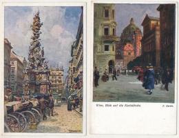 Wien, Vienna, Bécs; - 4 db RÉGI művészi város képeslap / 4 pre-1945 town-view art postcards. B.K.W.I. s: E. Graner, F. Gareis, Rud Schmidt