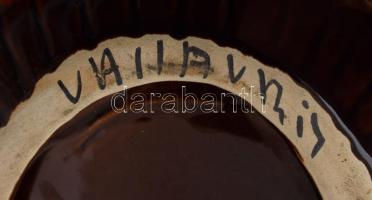 Vallauris mázas kerámia csiga alakú kínáló, jelzett, 22x20 cm