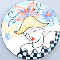 Olasz vintage dísztál, jelzett, d: 28 cm