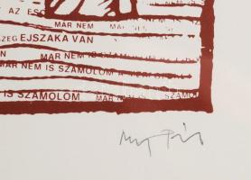 Nagy Pál (1934-): Hajótöröttek. Szitanyomat, papír, jelzett, számozott (1/20). 30,5×26 cm. Üvegezett...