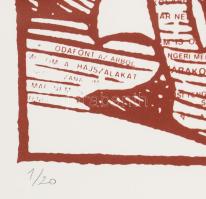 Nagy Pál (1934-): Hajótöröttek. Szitanyomat, papír, jelzett, számozott (1/20). 30,5×26 cm. Üvegezett...