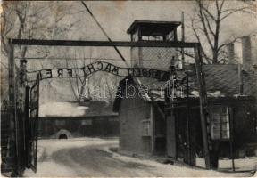 Oswiecim, Auschwitz; entrance gate to the concentration camp "Arbeit macht frei" - MODERN (fl)