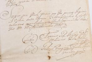 1763 Ér-Adony (Adoni RO, Bihar) Szodoray és Rátonyi család közötti vitás telekügy dokumentuma, jegyz...