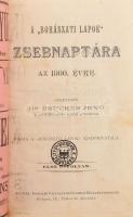 A ,,Borászati Lapok" zsebnaptára az 1900. évre. Szerk.: Drucker Jenő. Első évfolyam. Bp., (1899), Borászati Lapok Kiadóhivatala (Pátria-ny.), 2 sztl. lev.+ 336 p.+ 7 sztl. lev. (hirdetések). Kiadói egészvászon-kötés, kopottas borítóval, helyenként kissé foltos lapokkal, a címlapon naptárbélyeggel.