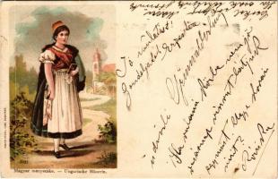 1899 (Vorläufer) Magyar menyecske. Rigler r.-t. / Ungarische Bäuerin / Hungarian folklore art postcard. litho (EK)