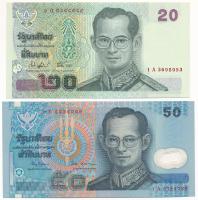 Thaiföld DN(1997-2004) 50B (polimer) + DN(2003-2013) 20B T:UNC Thailand ND(1997-2004) 50 Baht (polymer) + ND(2003-2013) 20 Baht C:UNC Krause P#109, P#102