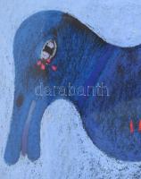 Földi jelzéssel: Madár. Kréta, papír. Üvegezett fakeretben. 50x70 cm