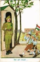 Fel, fel vitézek... / Hungarian military art postcard, Hungarian patriotic propaganda (EB)