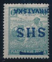 SHS 1918 Arató 6f fordított felülnyomással Signed: Bodor Certificate: Zrinjscak