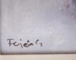 Fejér Csaba (1936-2002): Tanyaablak. Olaj, farost, jelezve balra lent. Hátoldalán Képcsarnok Vállala...