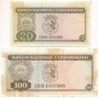Timor 1963. 100E + 1967. 20E T:AU-XF hajtatlan, de foltos
Timor 1963. 100 Escudos + 1967. 20 Escudo...