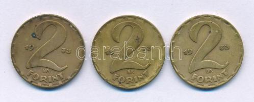 1973. 2Ft sárgaréz (3x) T:XF,VF patina Adamo F7.4