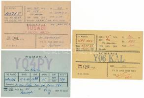 1966-67 Rumanian Tyres - 3 Romanian QSL radio amateur advertisement cards / 3 db román rádióamatőr r...