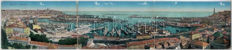 Genova, port, railway station - 3-tiled folding panoramacard (r)