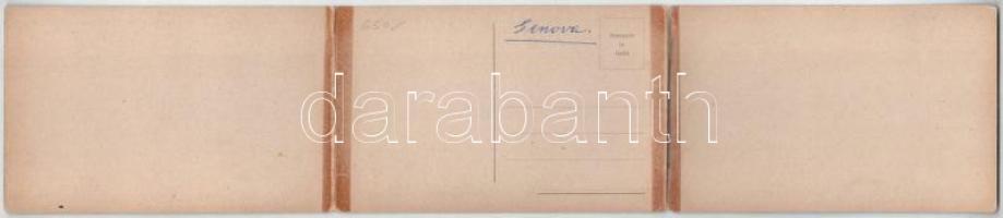 Genova, port, railway station - 3-tiled folding panoramacard (r)