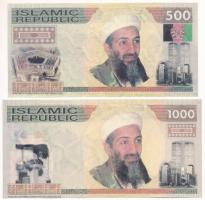 Iszlám Köztársaság ~2005. 500-as és 1000-es címletű fantáziabankjegy vízjeles papíron T:AU Islamic Republic ~2005. fantasy banknotes with denominations of 500 and 1000 on watermarked paper C:AU