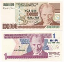 Törökország DN(1996-1999) 100.000L + DN(2005) 1L T:AU,XF Turkey ND(1996-1999) 100.000 Lira + DN(2005) 1 Lira C:AU,XF Krause P#206, P#216