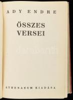 Ady Endre összes versei. Bp., é.n., Athenaeum, 544 p. Kiadói egészvászon-kötés, kopott borítóval, ki...