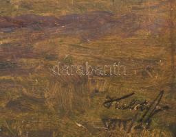 Keleti (Kelety) Gábor (1870-?): Viharos táj, olaj, karton, jelezve jobbra lent, sérült, 24×34 cm