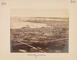 cca 1890 Japán, magyar utazó által készített fotók Kobe (Hiogo) látképe / Kyoto kétoldalas karton 24...