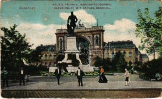 1911 Budapest VII. Keleti pályaudvar, vasútállomás, Baross szobor (Rb)