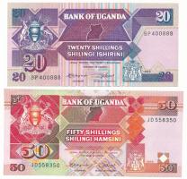 Uganda 1988. 20Sh + 1989. 50Sh T:AU Uganda 1988. 20 Shillings + 1989. 50 Shillings C:AU Krause P#29, P#30