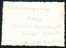 1941 Bilak (Bileag / Domnesti), Erdély, földúton haladó teherautó, a hátoldalon feliratozott fotó, 6...