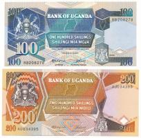 Uganda 1987. 200Sh + 1988. 100Sh T:AU Uganda 1987. 200 Shillings + 1988. 100 Shillings C:AU Krause P#31b, P#32a