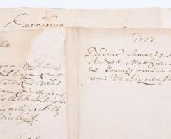 cca 1780 Az ugocsa vármegyei verbőczi birtokos Komáromi nemes család nemesség igazolásával kapcsolat...