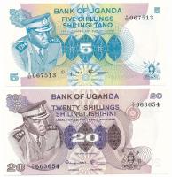 Uganda DN(1973) 20Sh + DN(1977) 5Sh T:UNC,AU Uganda DN(1973) 20 Shillings + DN(1977) 5 Shillings C:UNC,AU Krause P#5A, P#7