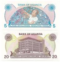 Uganda DN(1973) 20Sh + DN(1977) 5Sh T:UNC,AU
Uganda DN(1973) 20 Shillings + DN(1977) 5 Shillings C:...