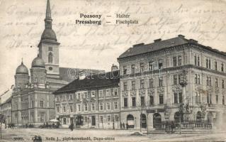 Pozsony Fish square synagogue with Café Imperial and the shop of András Wenzl